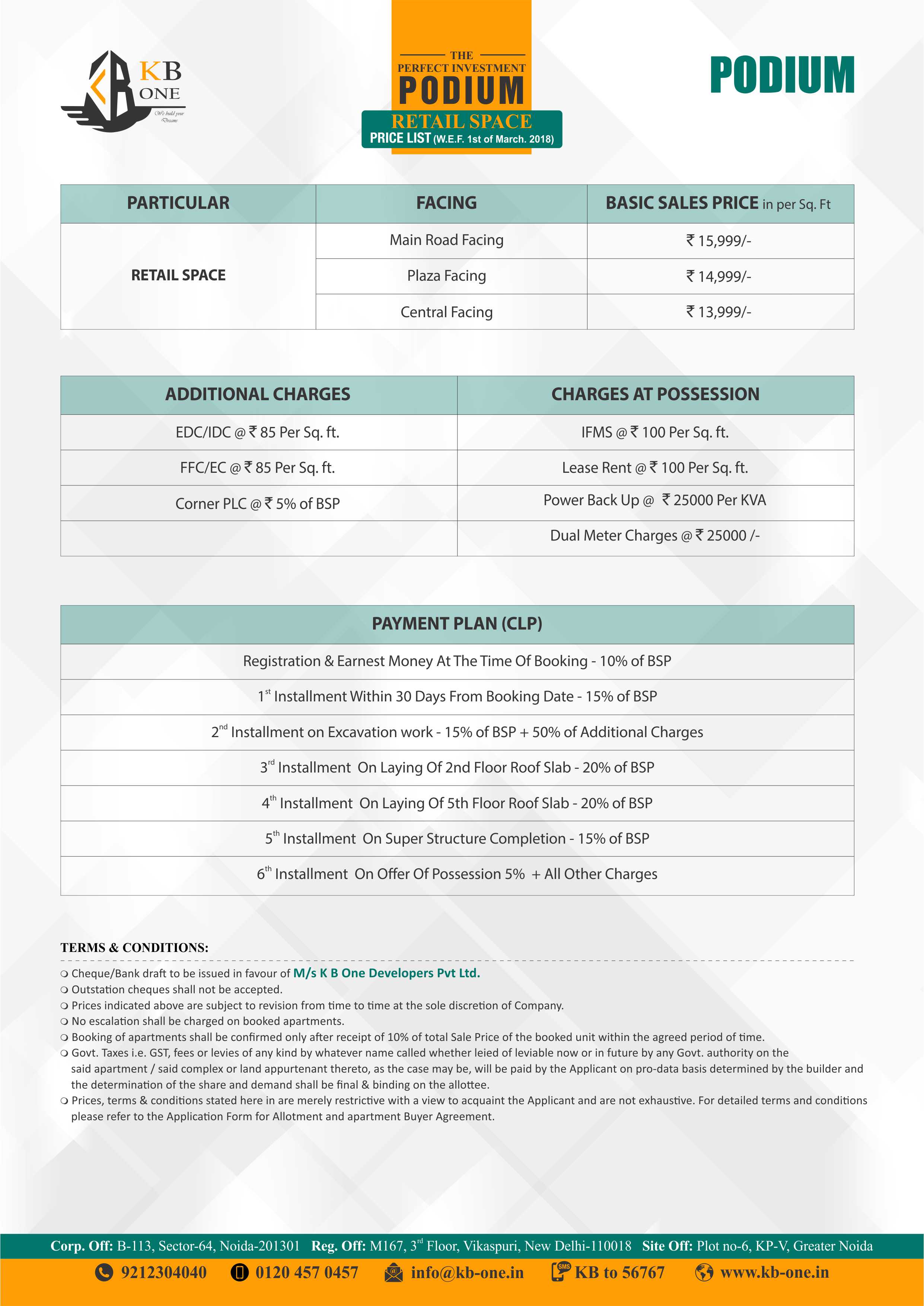 KB-One Podium 1BHK Flats Floor Plan